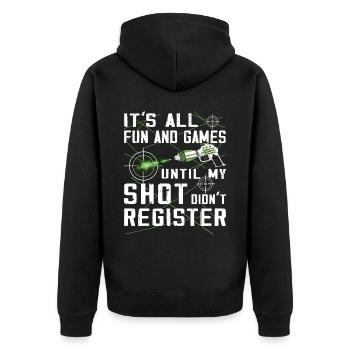 Cool laser tag player - Unisex Premium Organic Zip Hoodie - black - Back - Nico (187cm)