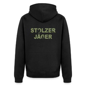 Jagen Jäger Jagd Wildschwein Wald Geweih Keiler - Unisex Premium Bio Zip Hoodie - Schwarz - Hinten - Nico (187cm)