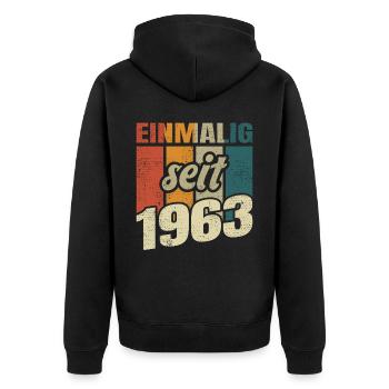 60. Geburtstag Mann Frau 60 Jahre Deko Lustig - Unisex Premium Bio Zip Hoodie - Schwarz - Hinten - Nico (187cm)