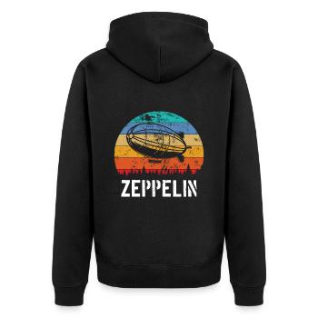 Zeppelin Flugzeugluftschiff Leitbarer Luftfahrt - Unisex Premium Bio Zip Hoodie - Schwarz - Hinten - Nico (187cm)