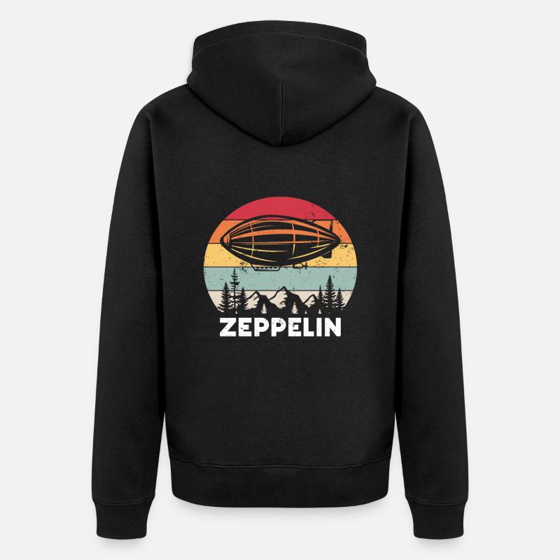 Zeppelin Avion Dirigeable Aviation guidée - Veste à capuche bio Premium Unisexe - noir
