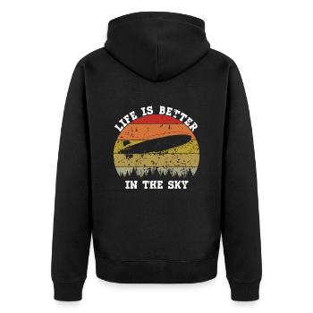 Zeppelin Flugzeugluftschiff Leitbarer Luftfahrt - Unisex Premium Bio Zip Hoodie - Schwarz - Hinten - Nico (187cm)
