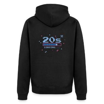 20th Birthday Twenty Years 20s Loading Bar Gaming - Unisex Premium Organic Zip Hoodie - black - Back - Nico (187cm)