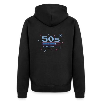 50. Geburtstag Fünfzig Jahre 50s Ladebalken Gaming - Unisex Premium Bio Zip Hoodie - Schwarz - Hinten - Nico (187cm)