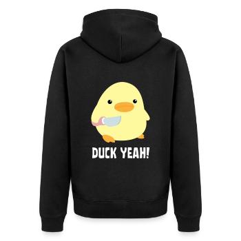 Duck yes - Duck with knife duck with knife - Unisex Premium Organic Zip Hoodie - black - Back - Nico (187cm)