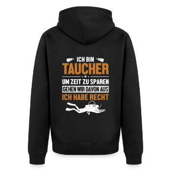 Taucher hat immer Recht Tauchermaske - Unisex Premium Bio Zip Hoodie - Schwarz - Hinten - Nico (187cm)