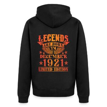 Birthday December 1921 Limited Edition Vintage - Unisex Premium Organic Zip Hoodie - black - Back - Nico (187cm)