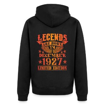 Geburtstag Dezember 1927 Limited Edition Vintage - Unisex Premium Bio Zip Hoodie - Schwarz - Hinten - Nico (187cm)
