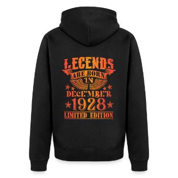 Geburtstag Dezember 1928 Limited Edition Vintage - Unisex Premium Bio Zip Hoodie - Schwarz - Hinten - Nico (187cm)