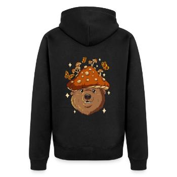 Cottagecore Bear - Unisex Premium Organic Zip Hoodie - black - Back - Nico (187cm)