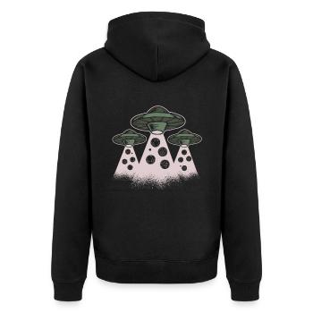 UFOs Boccia balls and Pallino - Boccia ball - Unisex Premium Organic Zip Hoodie - black - Back - Nico (187cm)