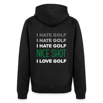 Golf Sportsman Quote Gift - Unisex Premium Organic Zip Hoodie - black - Back - Nico (187cm)