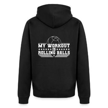 Mein Training ist Kugeln rollen lassen - Boccia - Unisex Premium Bio Zip Hoodie - Schwarz - Hinten - Nico (187cm)