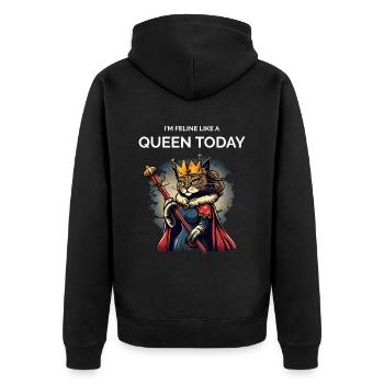 Katze Mutter Karikatur Königin Katze - Unisex Premium Bio Zip Hoodie - Schwarz - Hinten - Nico (187cm)