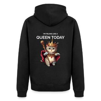 Chat Queen Royal Kawaii Chaton Chat - Veste à capuche bio Premium Unisexe - noir - Dos - Nico (187cm)