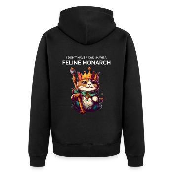 Feline Monarch Cute Cat Lover - Unisex Premium Organic Zip Hoodie - black - Back - Nico (187cm)