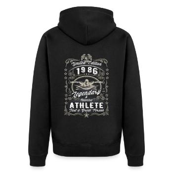Vintage 1986 Swimmer Geburtstag Geschenk Hobby - Unisex Premium Bio Zip Hoodie - Schwarz - Hinten - Nico (187cm)