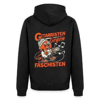 Gitarristen gegen Rassisten Punk Antirassismus - Unisex Premium Bio Zip Hoodie - Schwarz - Hinten - Nico (187cm)