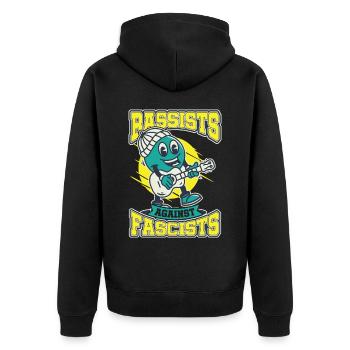 Bassistes contre racistes Bassistes contre droite - Veste à capuche bio Premium Unisexe - noir - Dos - Nico (187cm)