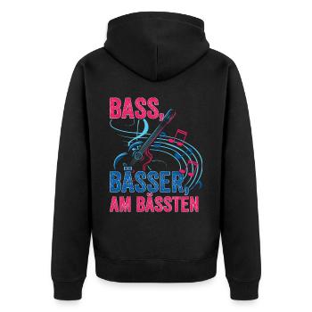 Bassisten, Bassgitarristen Gitarristen Bass - Unisex Premium Bio Zip Hoodie - Schwarz - Hinten - Nico (187cm)