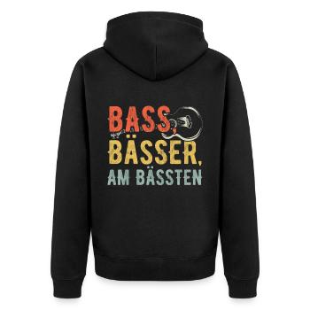 Bassisten, Bassgitarristen Gitarristen Bass - Unisex Premium Bio Zip Hoodie - Schwarz - Hinten - Nico (187cm)