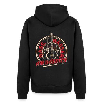 Bassisten, Bassgitarristen Gitarristen Bass - Unisex Premium Bio Zip Hoodie - Schwarz - Hinten - Nico (187cm)