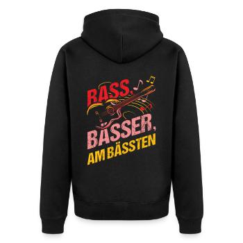 Bassisten, Bassgitarristen Gitarristen Bass - Unisex Premium Bio Zip Hoodie - Schwarz - Hinten - Nico (187cm)