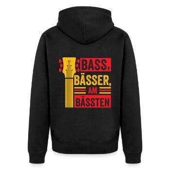 Bassisten, Bassgitarristen Gitarristen Bass - Unisex Premium Bio Zip Hoodie - Schwarz - Hinten - Nico (187cm)