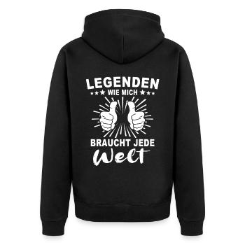 Legende Legenden - Unisex Premium Bio Zip Hoodie - Schwarz - Hinten - Nico (187cm)