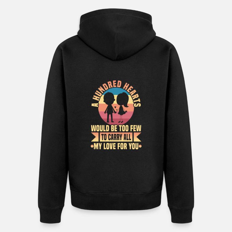 Cadeaux de la Saint-Valentin Amoureux et Couples Designs - Veste à capuche bio Premium Unisexe - noir