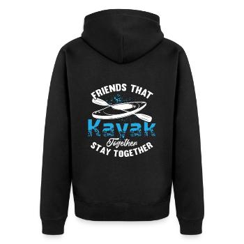 Kayaking Friends That Kayak Together Water Sport - Unisex Premium Organic Zip Hoodie - black - Back - Nico (187cm)