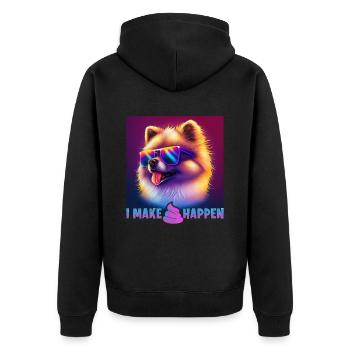 Hunde Spruch Pomeranian Design für Hundeliebhaber - Unisex Premium Bio Zip Hoodie - Schwarz - Hinten - Nico (187cm)