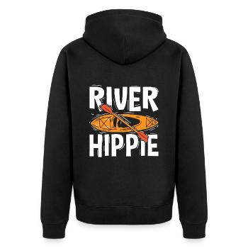 Kayaking River Hippie Paddle Boat Kayak Lover - Unisex Premium Organic Zip Hoodie - black - Back - Nico (187cm)