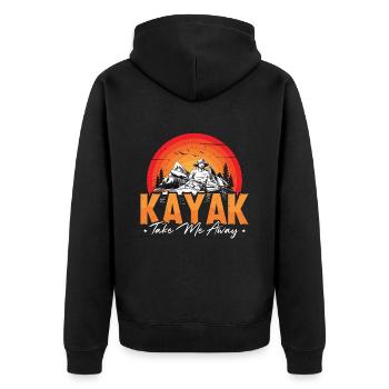 Kayaking Kayak Take Me Away Canoeing Kayak Lover - Unisex Premium Organic Zip Hoodie - black - Back - Nico (187cm)