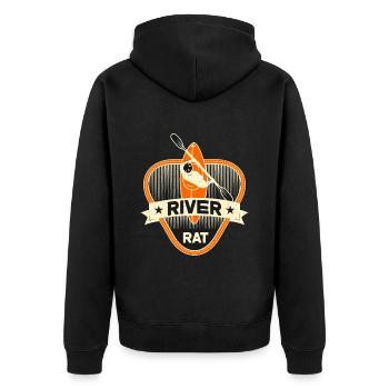 Rafting River Rat White Water Rafting Water Sports - Unisex Premium Bio Zip Hoodie - Schwarz - Hinten - Nico (187cm)