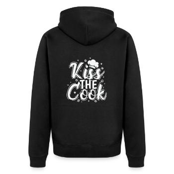 Kiss the Cook Chef Hobby Food Kitchen - Unisex Premium Organic Zip Hoodie - black - Back - Nico (187cm)