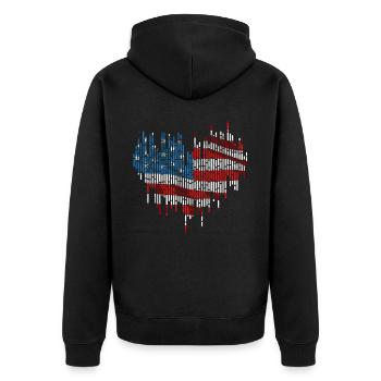 Amérique patriotique États-Unis Drapeau 4 juillet Américain - Veste à capuche bio Premium Unisexe - noir - Dos - Nico (187cm)
