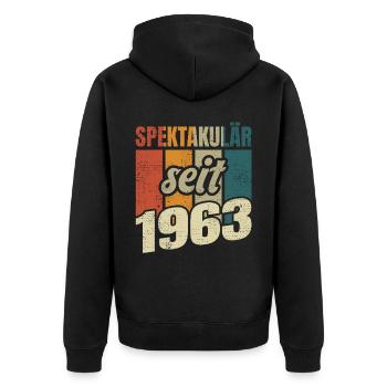 60. Geburtstag Mann Frau 60 Jahre Deko Lustig - Unisex Premium Bio Zip Hoodie - Schwarz - Hinten - Nico (187cm)