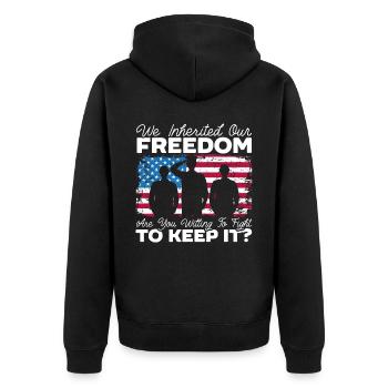 Patriotic America USA Flag 4th Of July American - Unisex Premium Organic Zip Hoodie - black - Back - Nico (187cm)