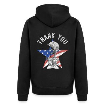 Patriotic Veteran USA Flag American Memorial Day - Veste à capuche bio Premium Unisexe - noir - Dos - Nico (187cm)