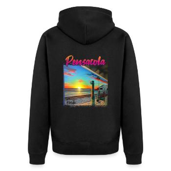 Coucher de soleil à Pensacola, Floride - Veste à capuche bio Premium Unisexe - noir - Dos - Nico (187cm)