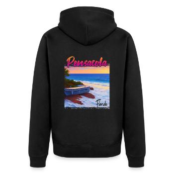 Coucher de soleil à Pensacola, Floride - Veste à capuche bio Premium Unisexe - noir - Dos - Nico (187cm)