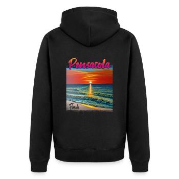 Coucher de soleil à Pensacola, Floride - Veste à capuche bio Premium Unisexe - noir - Dos - Nico (187cm)