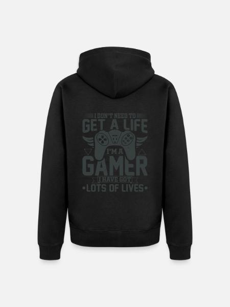 Gamer gaming zocken Computerspiel Controller - Unisex Premium Bio Zip Hoodie - Schwarz