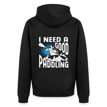 Rafting Floß Geschenk Paddler Rafting - Unisex Premium Bio Zip Hoodie - Schwarz - Hinten - Nico (187cm)