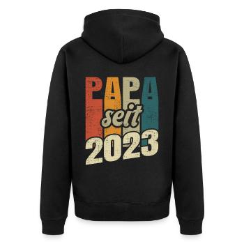 Papa Geschenk Papa 2023 Vater - Unisex Premium Bio Zip Hoodie - Schwarz - Hinten - Nico (187cm)