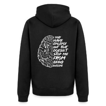 Ich kann Epilepsie haben - Unisex Premium Bio Zip Hoodie - Schwarz - Hinten - Nico (187cm)