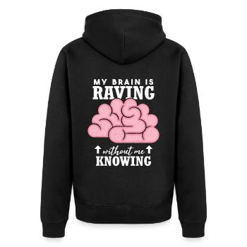 Epilepsy Funny Quote - Unisex Premium Organic Zip Hoodie - black - Back - Nico (187cm)