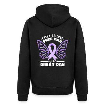 Epilepsy Butterfly - Unisex Premium Organic Zip Hoodie - black - Back - Nico (187cm)