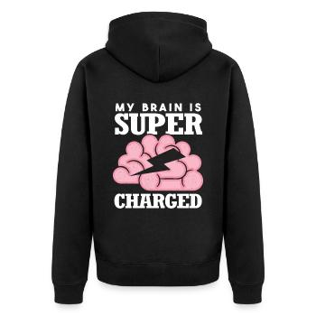 Funny Epilepsy - Unisex Premium Organic Zip Hoodie - black - Back - Nico (187cm)